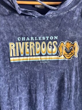 MV Sport Charleston RiverDogs Lightweight Long Sleeve Navy Acid-washed Hoodie LG